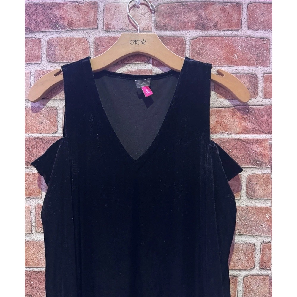 Vince Camuto Women's SizeXS Black Long Sleeve OffThe Shoulder Velvet Short Dress - Picture 3 of 5